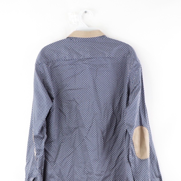 Emanuelle Khanh Mens XL Geometric Dress Shirt Blue - Picture 6 of 7